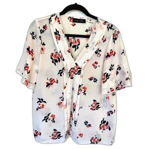 Ivanka Trump Floral Sheer Short Sleeve Blouse - Women's Medium